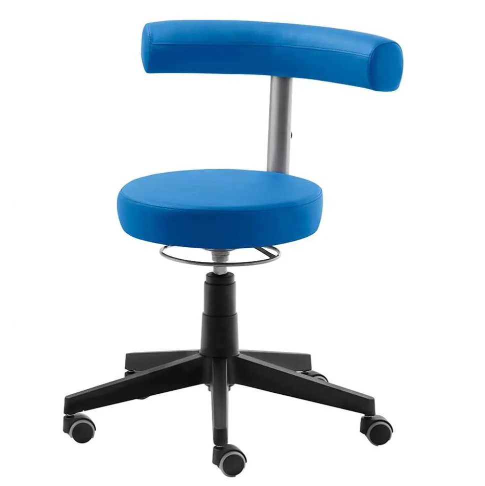 Drehbarer Bürohocker in Blau mit Schwarz - Vannos
