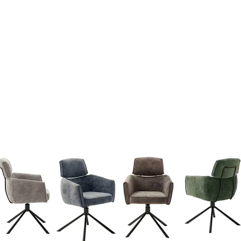 Drehbarer Küchenstuhl mit Armlehnen - Ishi (2er Set)