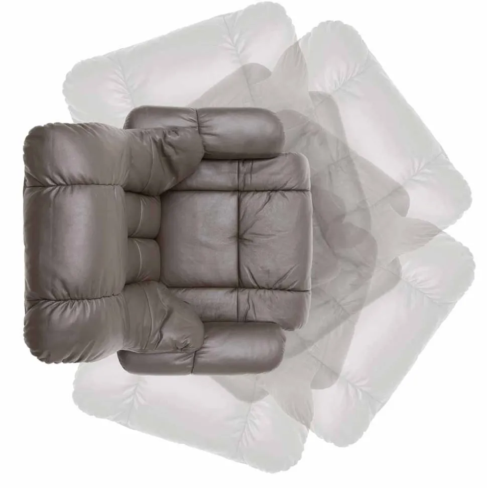 Drehbarer Ledersessel in Braun mit Relaxfunktion Roco inkl. Hocker (zweiteilig)