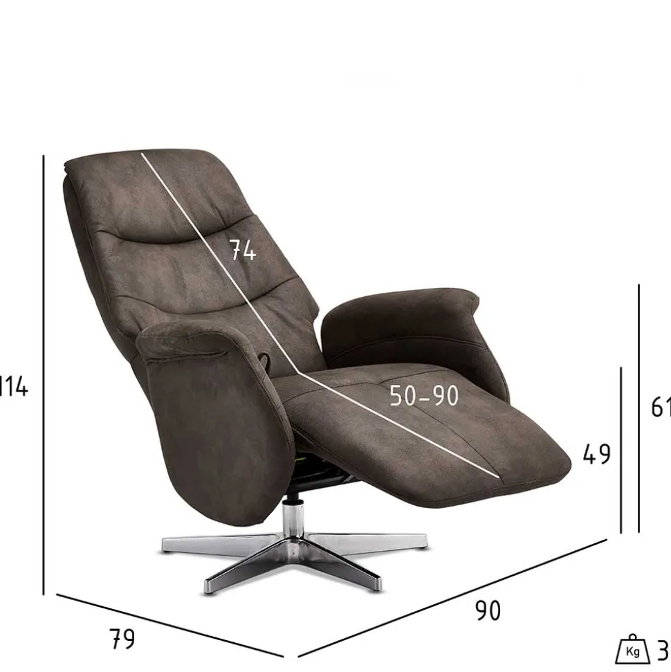 Drehbarer Microfaser Relaxsessel in Braun - Cariba