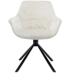 Drehbarer Samtstuhl mit Armlehnen in Creme - Zerettan