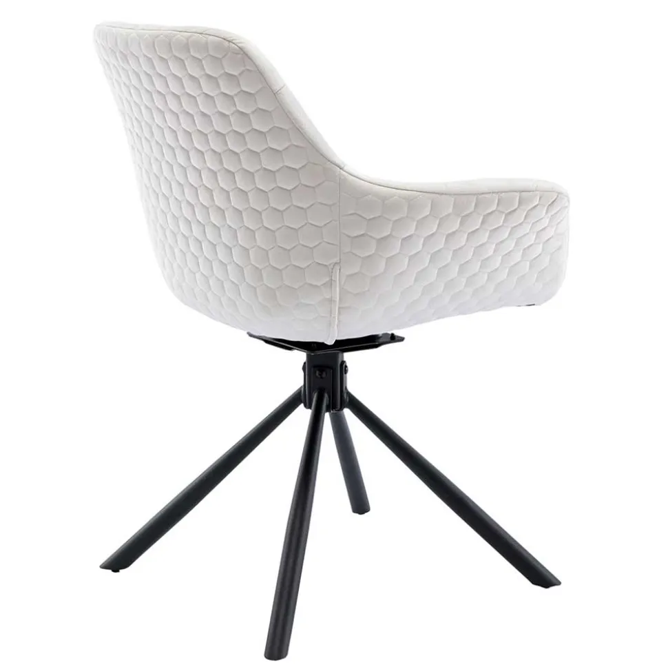 Drehbarer Samtstuhl mit Armlehnen in Creme - Zerettan