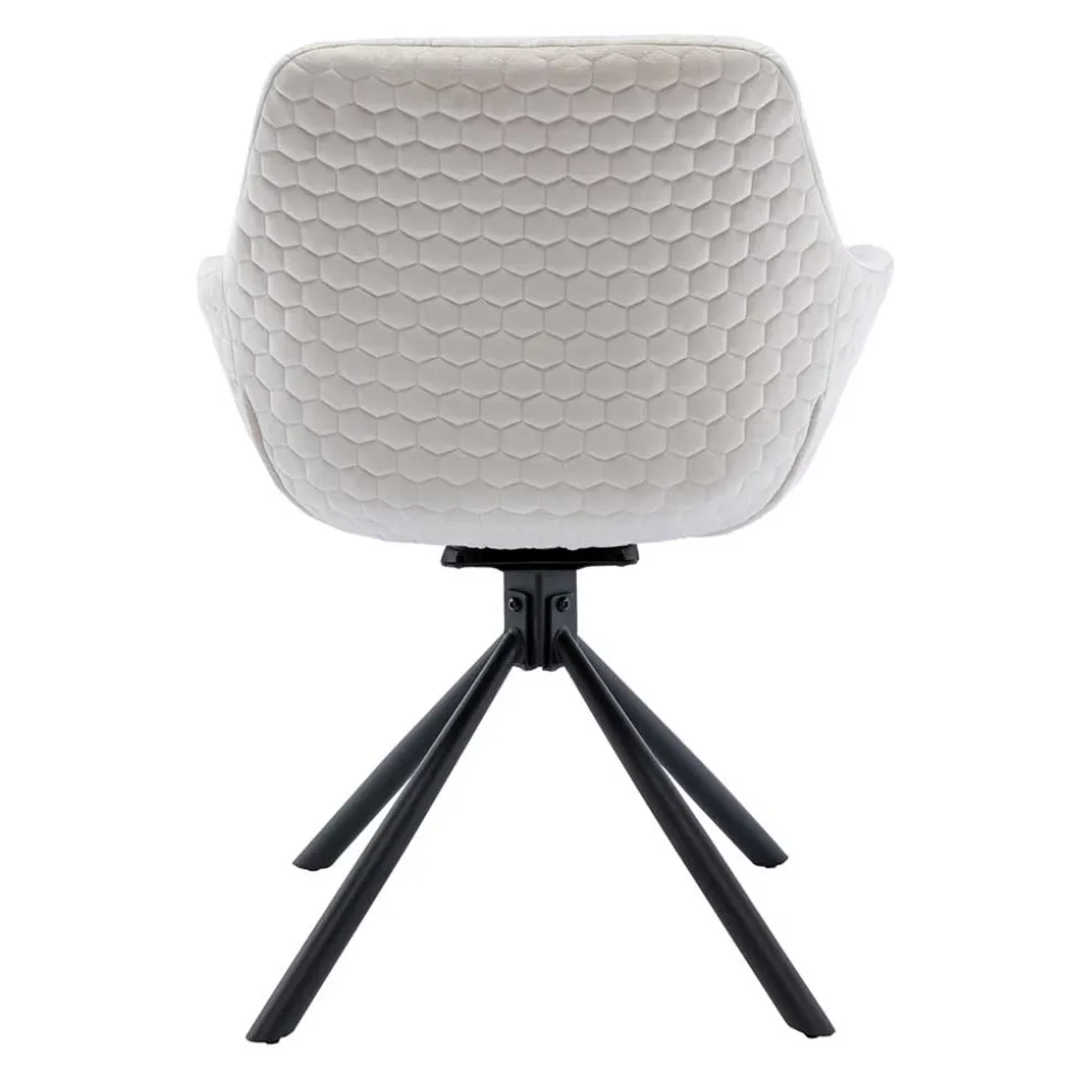 Drehbarer Samtstuhl mit Armlehnen in Creme - Zerettan