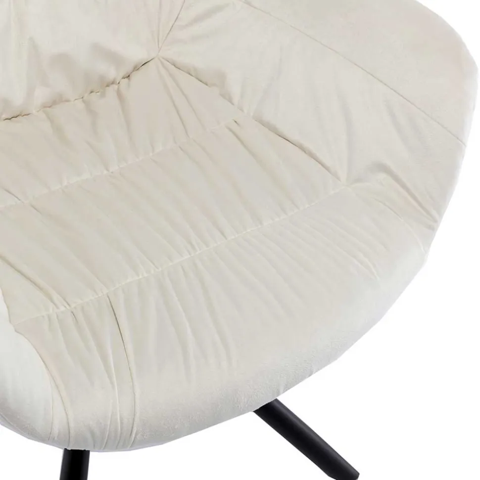 Drehbarer Samtstuhl mit Armlehnen in Creme - Zerettan