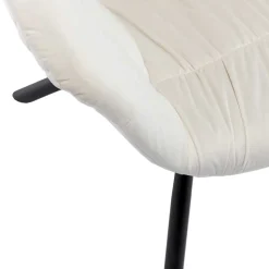 Drehbarer Samtstuhl mit Armlehnen in Creme - Zerettan