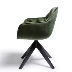 Drehbarer Tischsessel in Dunkelgrün Samt - Niabelda