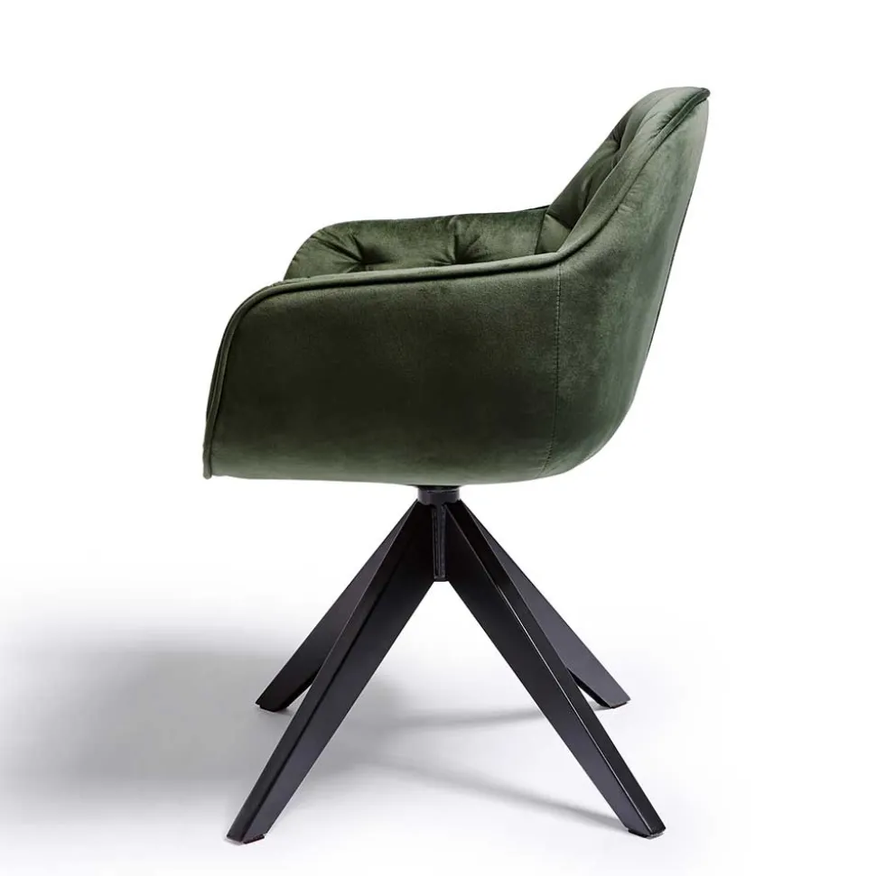 Drehbarer Tischsessel in Dunkelgrün Samt - Niabelda