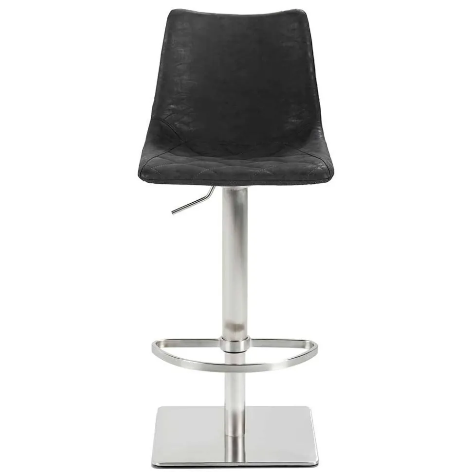 Drehbarer Tresenstuhl aus Kunstleder Schwarz - Sanlina