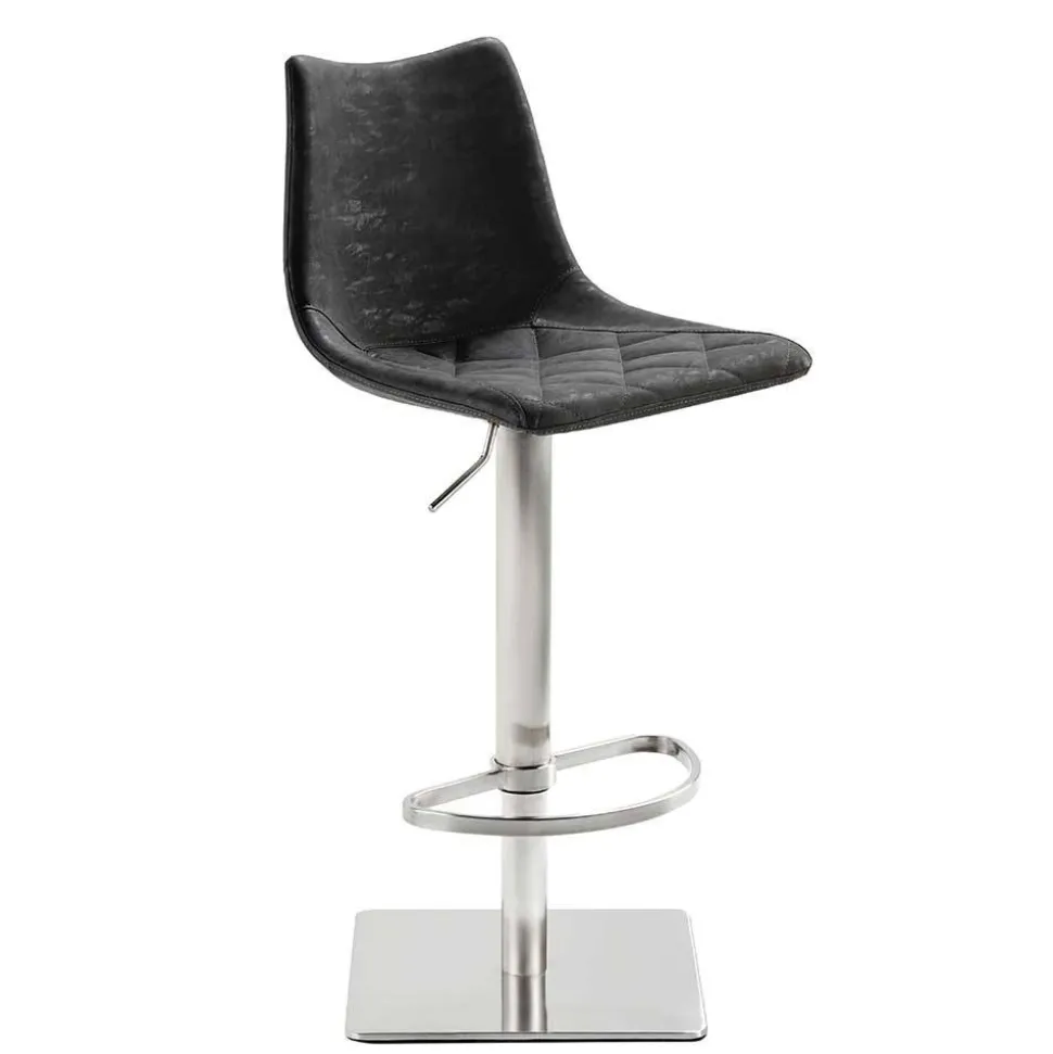 Drehbarer Tresenstuhl aus Kunstleder Schwarz - Sanlina