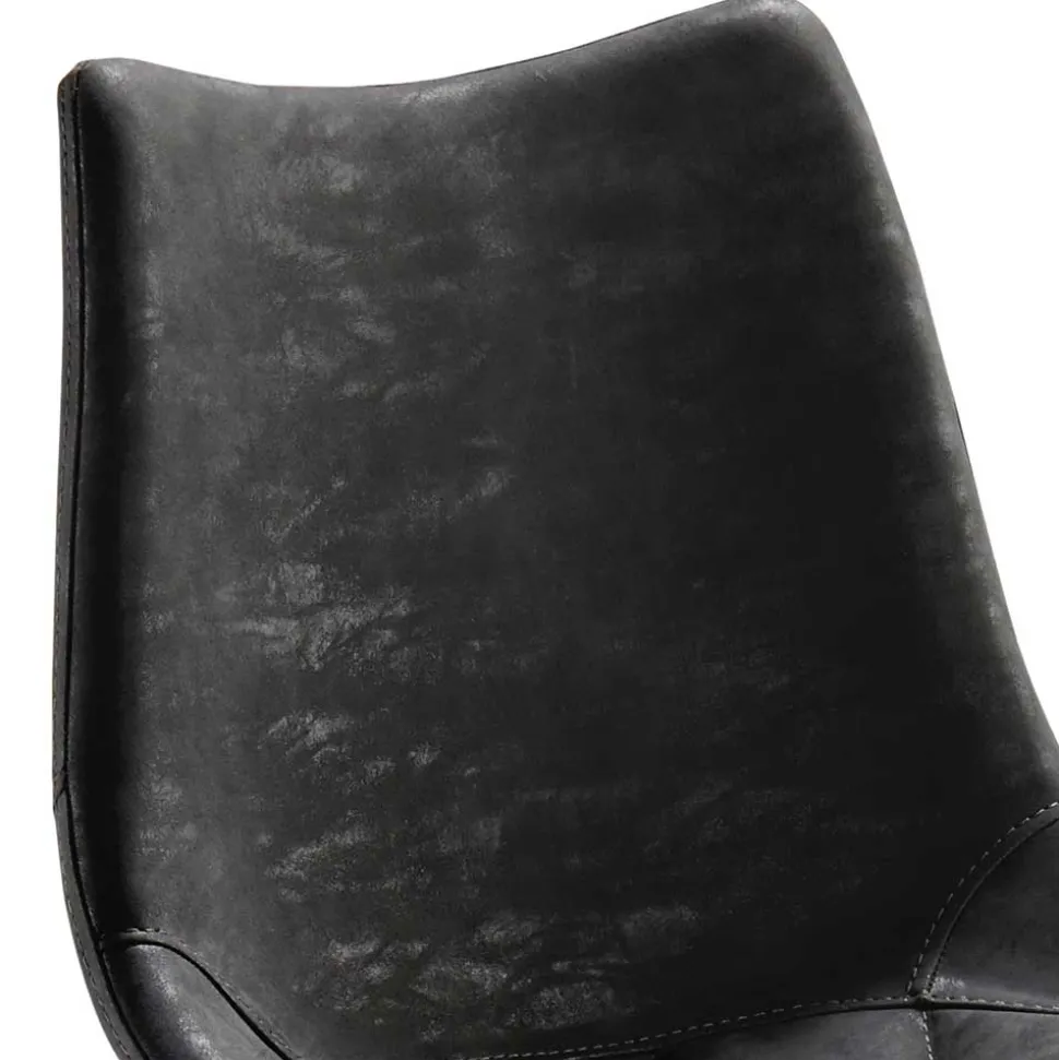 Drehbarer Tresenstuhl aus Kunstleder Schwarz - Sanlina