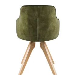 Drehbarer Velours Tischsessel in Oliv Grün - Quintessa (2er Set)