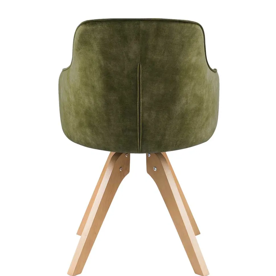 Drehbarer Velours Tischsessel in Oliv Grün - Quintessa (2er Set)
