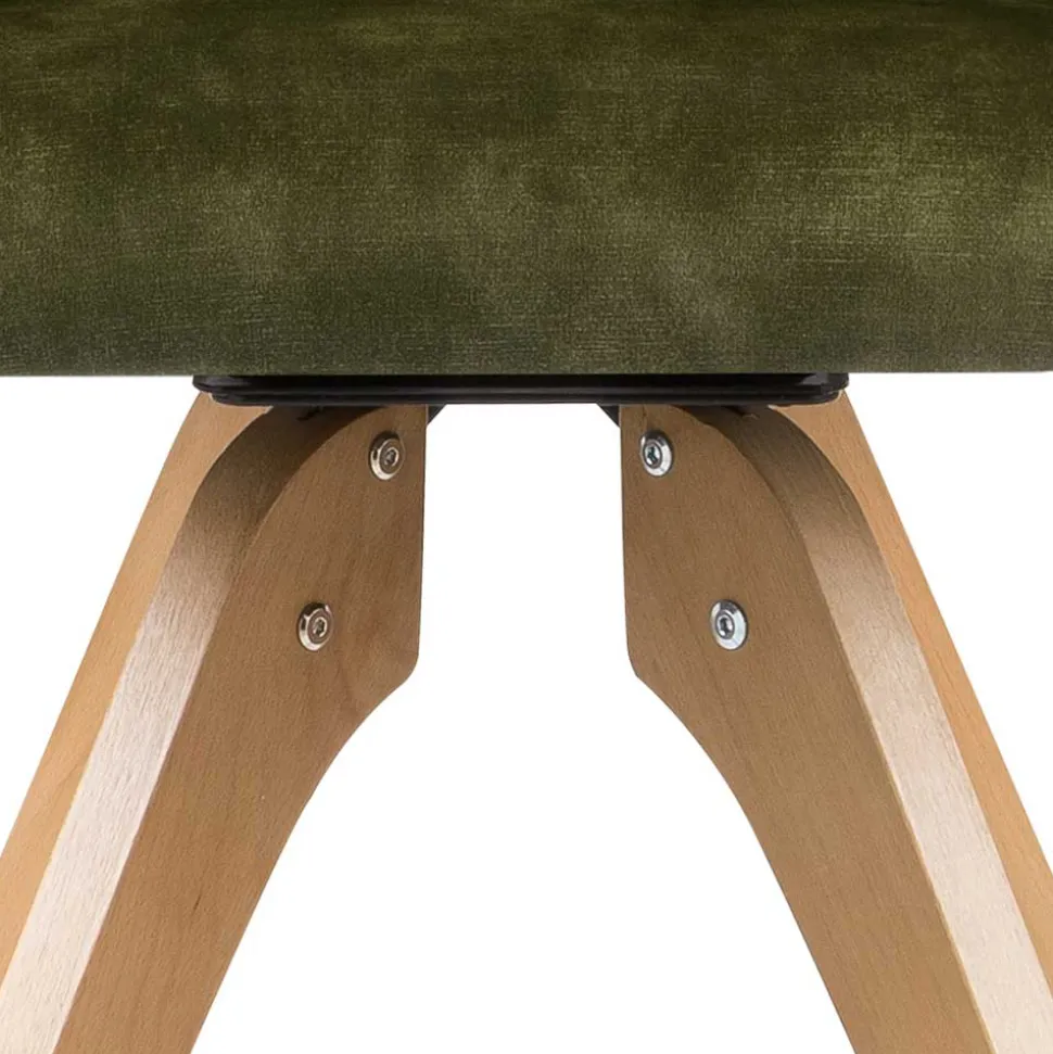 Drehbarer Velours Tischsessel in Oliv Grün - Quintessa (2er Set)