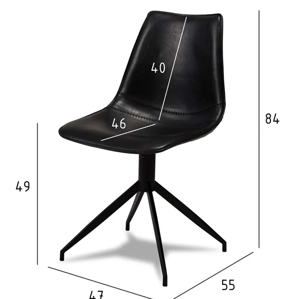 Drehbares Küchenstuhl-Set in Schwarz - Pravoria (2er Set)