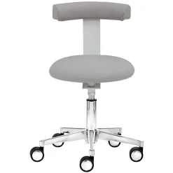 Drehhocker mit Lehne in Grau & Alu - Liony