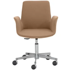 Drehstuhl mit Armlehnen in Hellbraun Microfaser - Croco