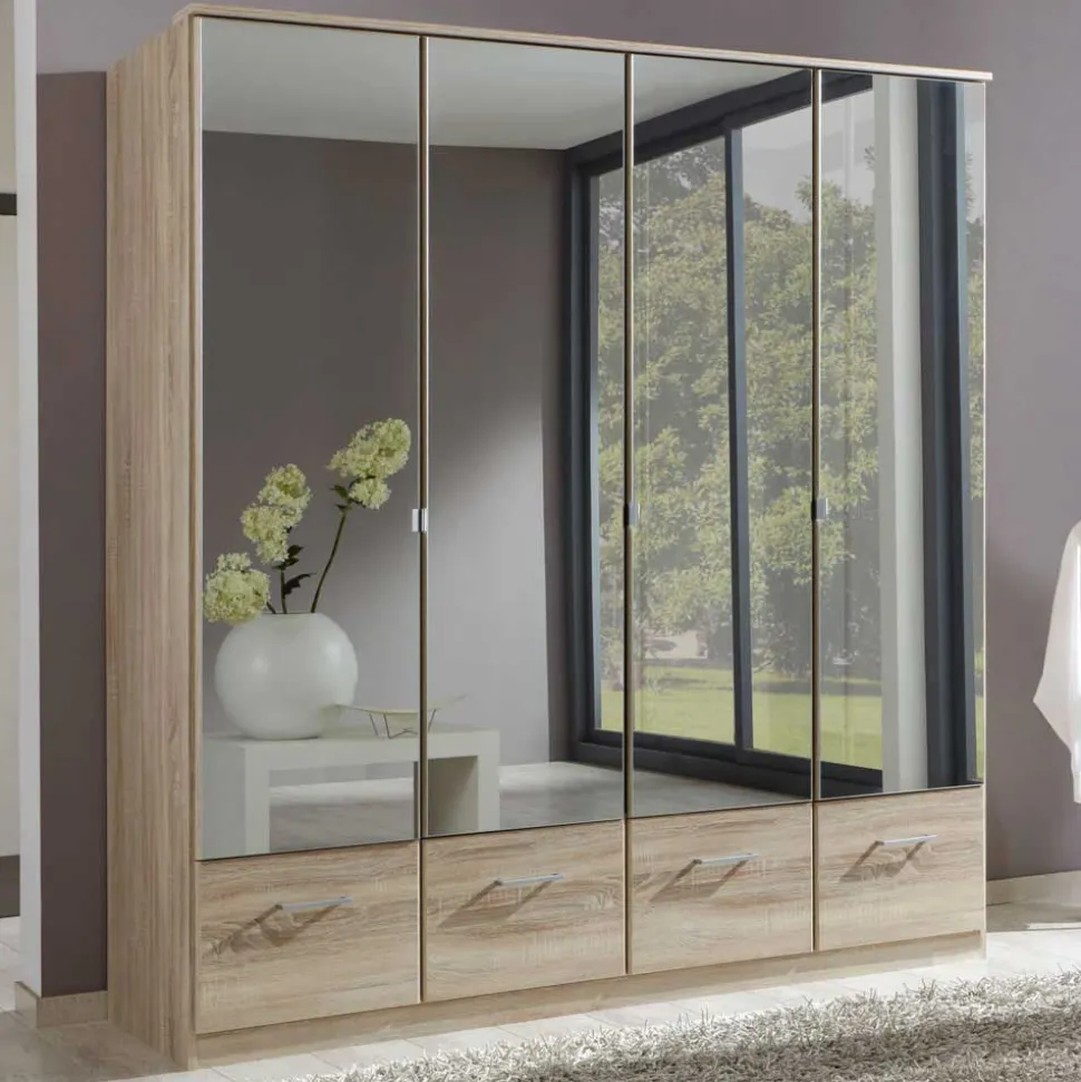 Drehtüren Kleiderschrank Rommino in Eiche Sägerau