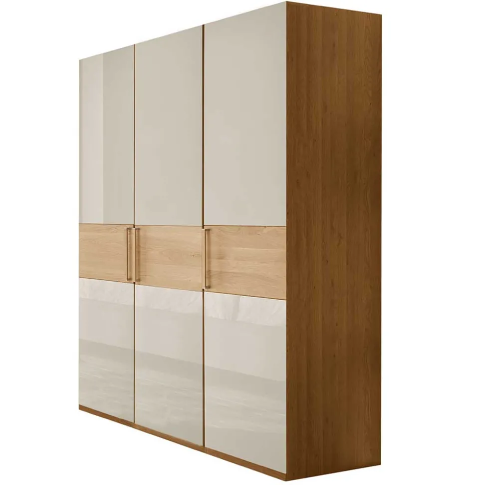 Drehtürenschrank mit Glasfront in Beige - Emdsiva