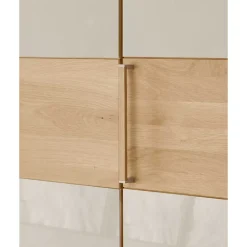 Drehtürenschrank mit Glasfront in Beige - Emdsiva