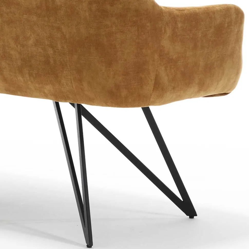 Dreisitzer Esstisch Polsterbank in Ocker Velours - Cacassa