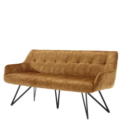 Dreisitzer Esstisch Polsterbank in Ocker Velours - Cacassa