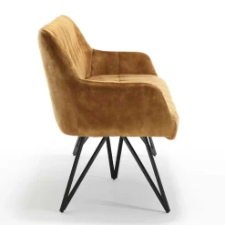 Dreisitzer Esstisch Polsterbank in Ocker Velours - Cacassa