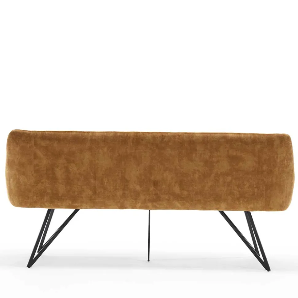 Dreisitzer Esstisch Polsterbank in Ocker Velours - Cacassa