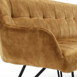 Dreisitzer Esstisch Polsterbank in Ocker Velours - Cacassa