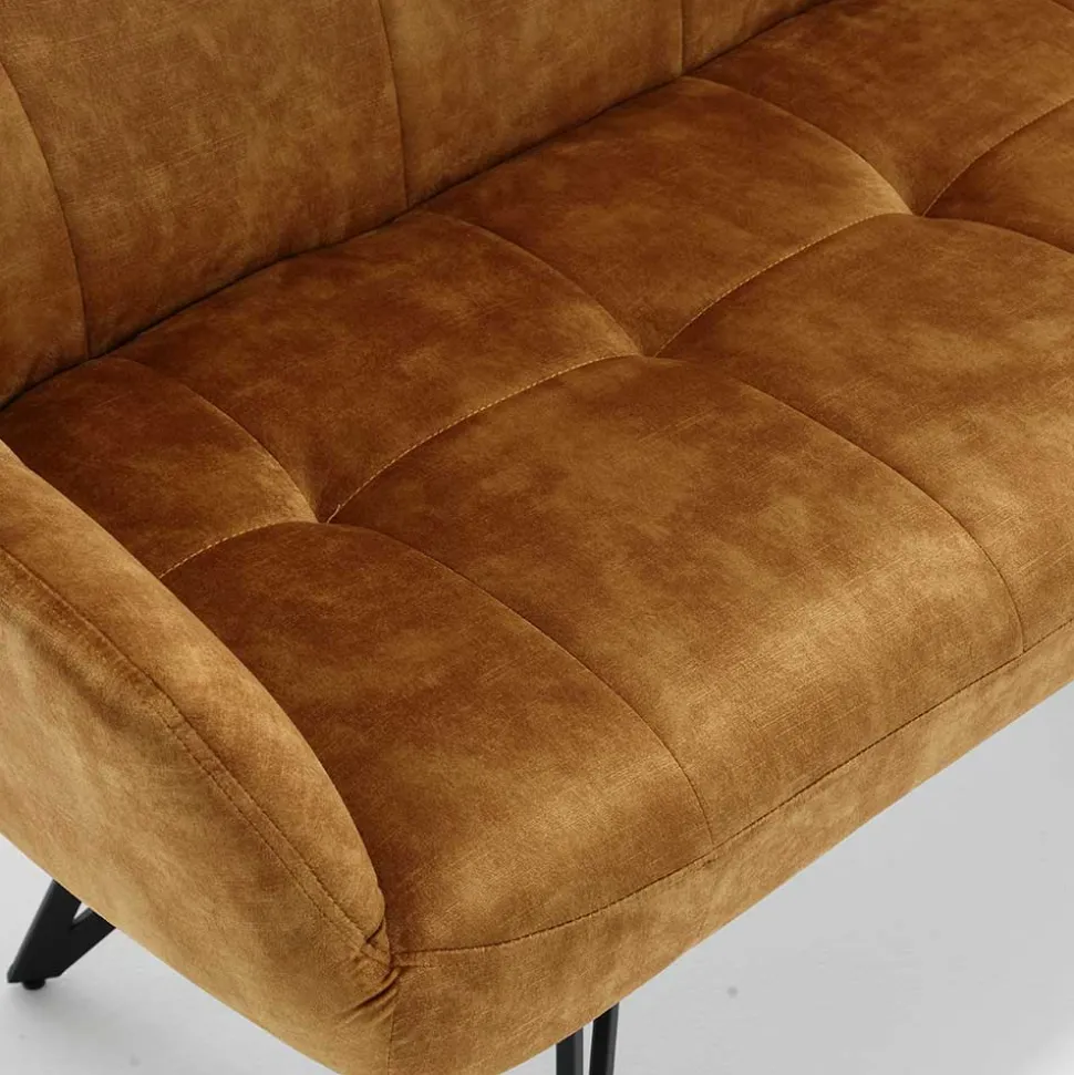 Dreisitzer Esstisch Polsterbank in Ocker Velours - Cacassa