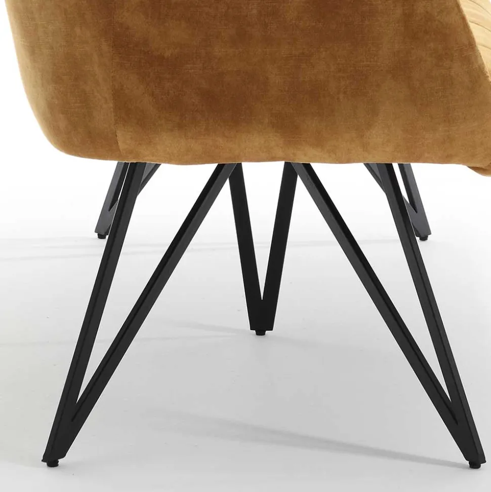 Dreisitzer Esstisch Polsterbank in Ocker Velours - Cacassa