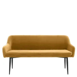 Dreisitzer Esstischbank in Senfgelb Samt - Ligurian