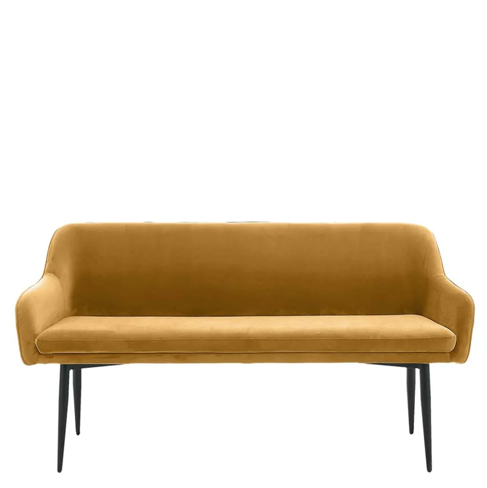 Dreisitzer Esstischbank in Senfgelb Samt - Ligurian