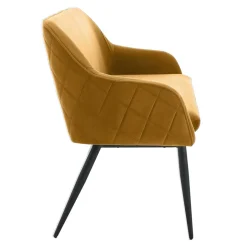 Dreisitzer Esstischbank in Senfgelb Samt - Ligurian