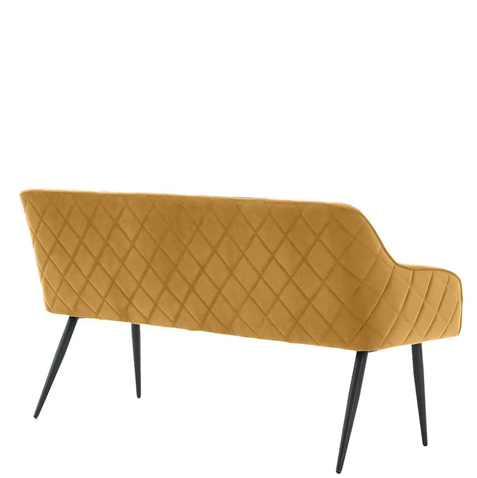 Dreisitzer Esstischbank in Senfgelb Samt - Ligurian