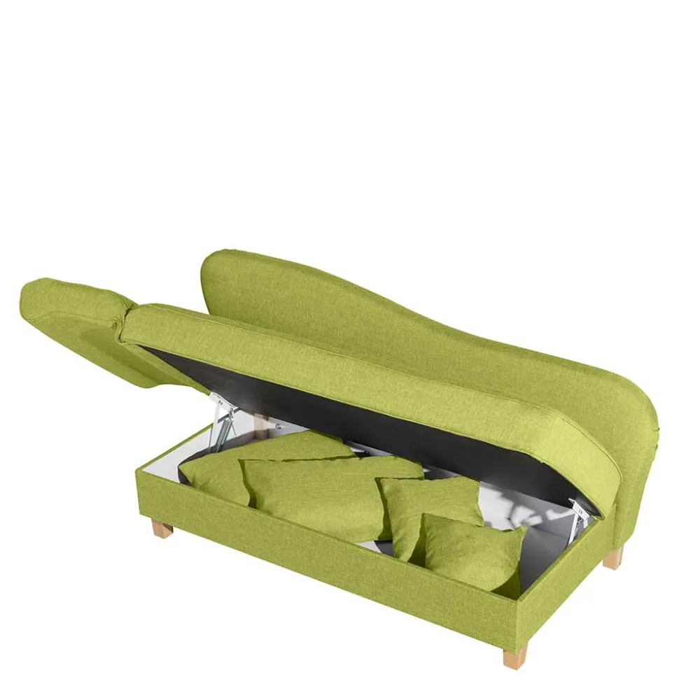 Dreisitzer Polsterliege in Gelbgrün mit Buche - Blace