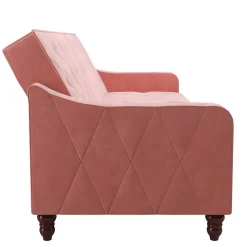 Dreisitzer Schlafcouch in Rosa Samtbezug - Norteba