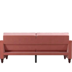 Dreisitzer Schlafcouch in Rosa Samtbezug - Norteba