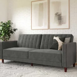 Dreisitzer Schlafcouch in Grau Samt - Lessia