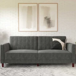 Dreisitzer Schlafcouch in Grau Samt - Lessia