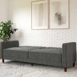 Dreisitzer Schlafcouch in Grau Samt - Lessia