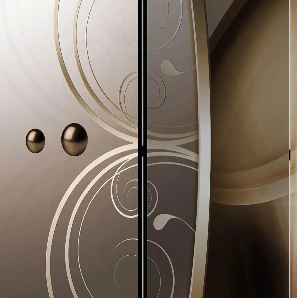 Druck Paravent mit elegantem Motiv in Grau Brau - Lozenna