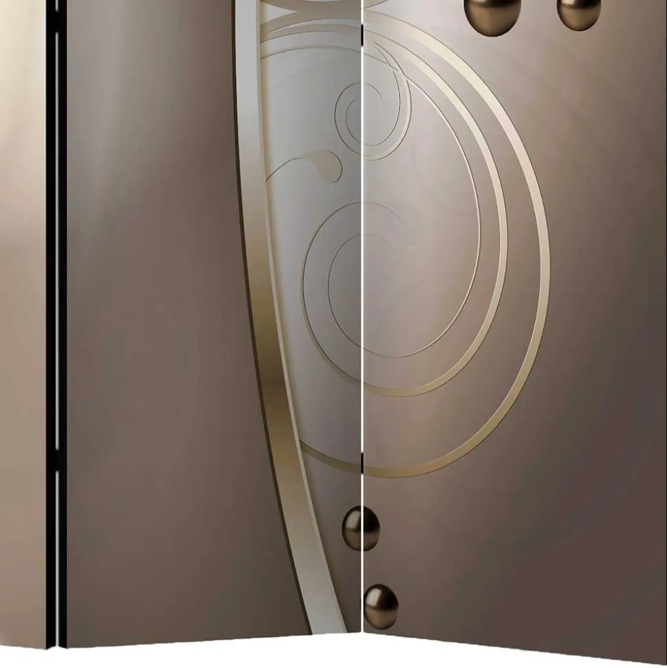 Druck Paravent mit elegantem Motiv in Grau Brau - Lozenna