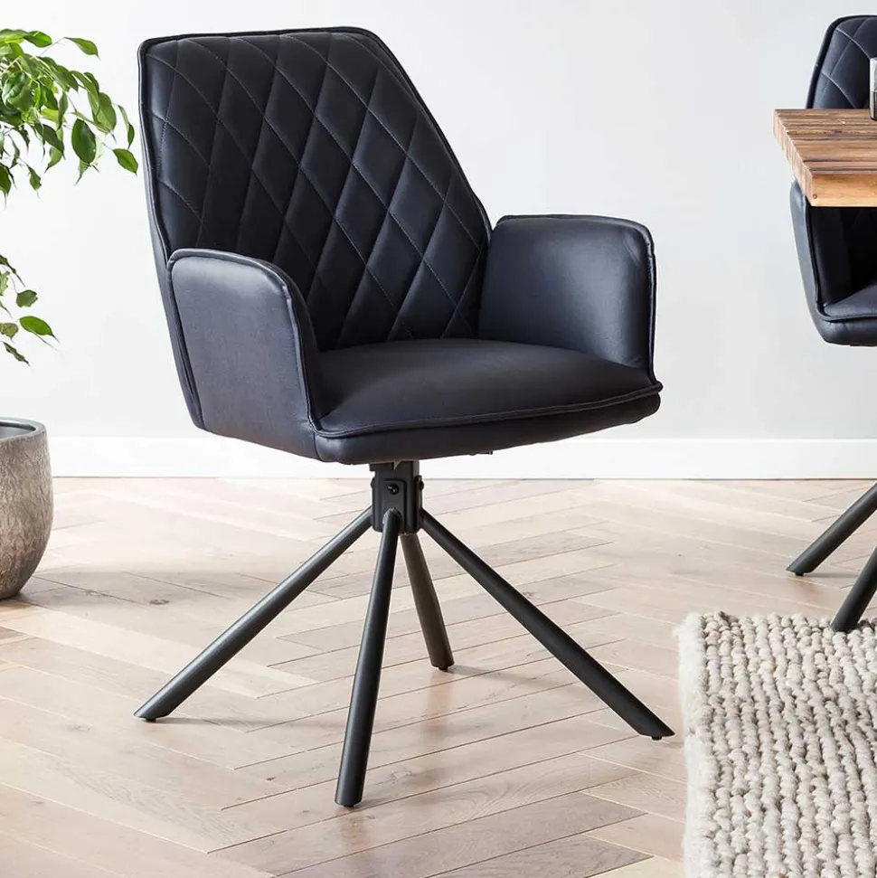 Dunkelblaue Drehstühle für Esstisch - Viraneos (2er Set)