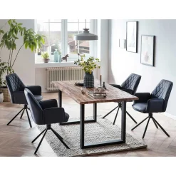 Dunkelblaue Drehstühle für Esstisch - Viraneos (2er Set)