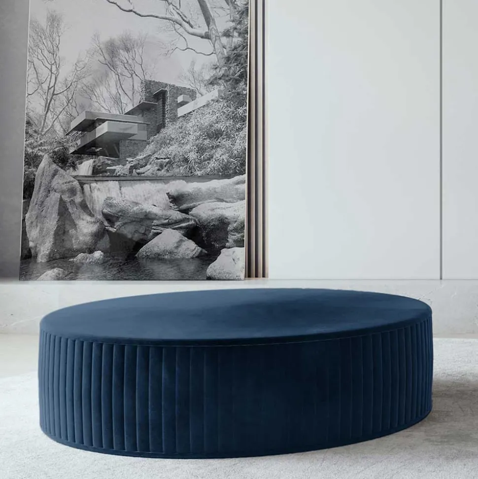 Dunkelblauer Polsterhocker mit 27 cm Höhe - Stem