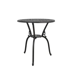 Dunkelbrauner Metalltisch für Garten Hocumola dekorativ gestaltet