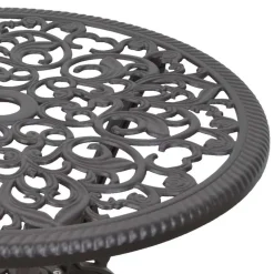 Dunkelbrauner Metalltisch für Garten Hocumola dekorativ gestaltet