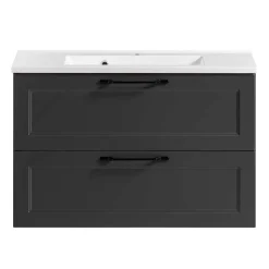Dunkelgraue Waschkonsole mit Einlassbecken - Novelya