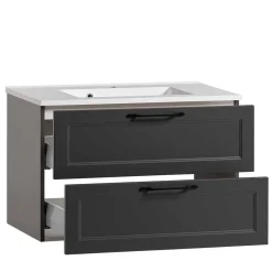 Dunkelgraue Waschkonsole mit Einlassbecken - Novelya