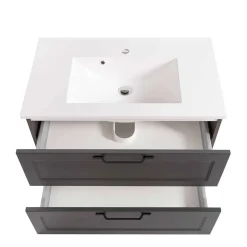 Dunkelgraue Waschkonsole mit Einlassbecken - Novelya